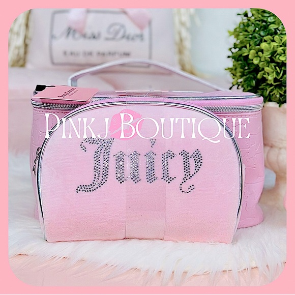 ππ{Juicy Couture} Beautiful Pink Bling Train Case | Velvet Bag Set! - Picture 5 of 7